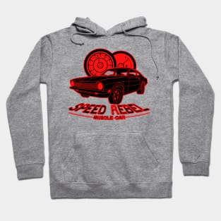 Red Speed Rebel Muscle Car vintage art with speedometer Hoodie